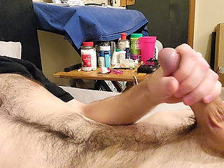Hairy Twink Cums on his Tummy, Closet Boy Masturbating