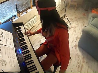 Hot Step-mom Feeding Her Ass and Pussy with Piano Teacher