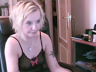 Maeva: Pretty Blonde Maeva Blue Dancing and Stripping