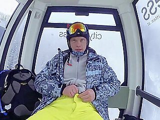 4K Public cumshot on mouth in ski lift 1, 2