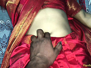 Desi Village Bhabhi in Red Saree Sucks Cock and Gets Fucked Hard