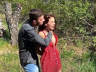 Brought his stepsister into the forest and fucked her anus hard