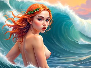 31 Nude Images of 18-year-old Elf Girl in the Waves - 4