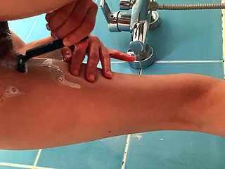 Peeping on Neighbor Wife Showering and Shaving Her Holes