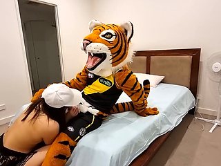 Furry Tiger Mascot enjoys wild hardcore sex session