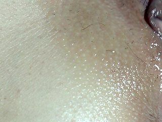 He Massages My Pussy with Oil Until I Cum. Super Close-up Video