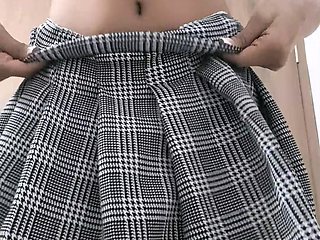 Horny Girl in Skirt Masturbates Her Pussy