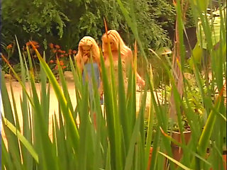 Beautiful big boobs lesbian pussy licking pussy fucking threesome in the garden...cum in mouth