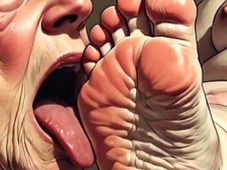 90 Year Old Granny Licking & Sucking BBW Big Feet - Very Aroused