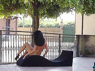 Perfect Ass Petite Brunette Babe Sapphira Striptease In Public For
