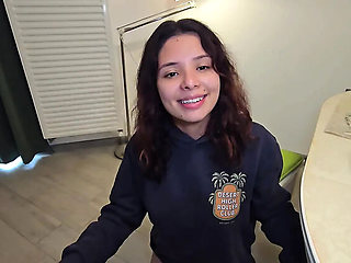 Hot stepsis trades her homework for a big cum load on her face