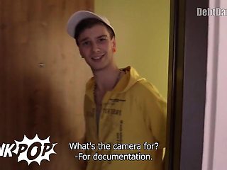 Straight Twink Desperate to Settle Debt Crisis by Bareback Fucking His Ass and Sucking Big C