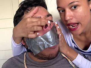 Humiliating Femdom Gag Punishment for Chubby Slave Boyfriend