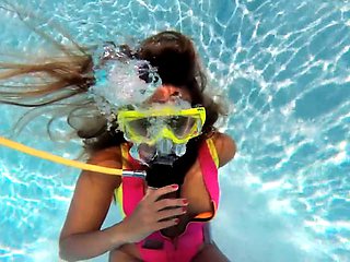 Teen pornstar, swimming pool, swimming