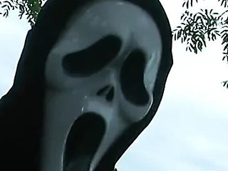 Masked Man Fucks Horny Brunette Babe Outside on Bench
