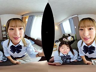 POV VR porn in 4k - amateur hardcore with 2 Japanese Asian students cock sharing