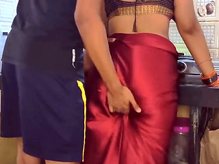 Desi aunty in kitchen our husband talking sex then cumshot in kitchen