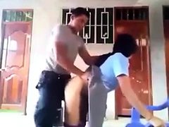 Police officer fucking school girl outdoor