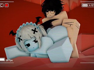 Roblox Porn Animation: 2 Busty Phat-assed Succubi Share a Dick In Wild FFM Threesome