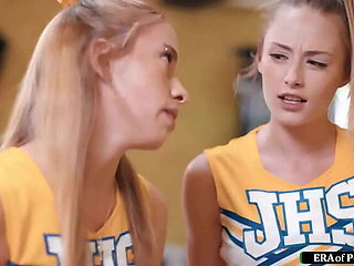 Cheerleader Threesome with Mature Coach and Petite Kyler Quinn