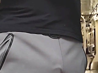 Almost Seen by Subway Passengers When She Touch Stranger's Dick Through Pants