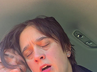 Mature sucking cock in the car