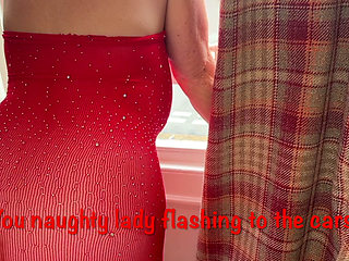 Mrs Mature Feet in sexy Red Tube Dress 503