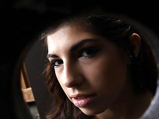 Slender teen Ava Taylor gives a hands free head in the gloryhole