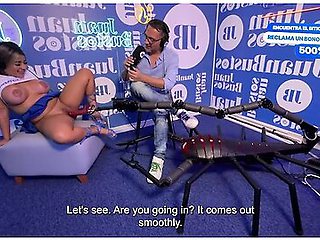 Blonde Latina Test Drive Sybian and Sex Machine During Podcast Session