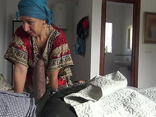 This Turkish Granny Is Shocked!!! I Take Out My Big Black Cock in Front of Her.