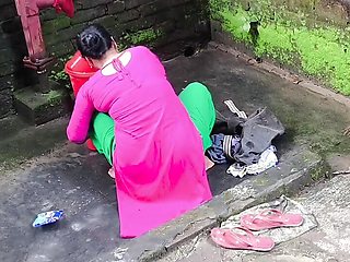 I suddenly see my step aunty cleaning clothes I went behind her and started fucking her ass