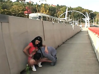 Young cutie Regina Blue fucked outside by old man