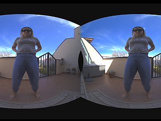 VR video Girl Pissing outdoor in jeans