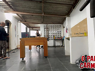 playing billiards leaving Bad Melli naked