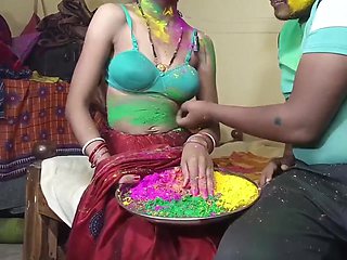 First Time Indian Festival Holi Celebrate with Wife