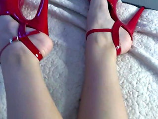 love your red high heels teasing
