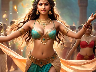 Beautiful Big Breasted Nude Indian Elf Girl Dancing in Traditional