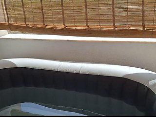 Hotsportfitboys Thick Cock Double-Penetrates Fleshlight in Buddys Outdoor Jacuzzi