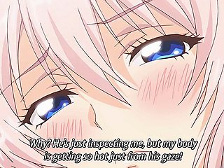 Glasses on, the anime face tilts into a heavy blush