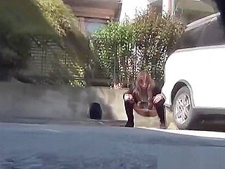Asian teen 18+ squats to piss in public