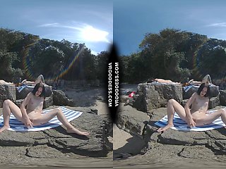 Matty Risky Public Dildo Masturbation On Beach Cheri Rebeka Ruby Sunbathing Background
