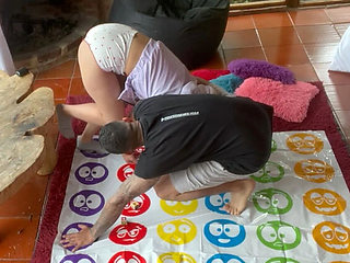 Brunette Teen Amelia Loses Twister Game and Gets Banged by Lucas - Blowjob & Sexy Stripping