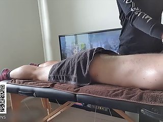 British Hairy Twink Receives First Erotic Massage  Happy Ending