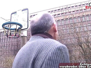 German grandpa seduces housewife on the street and bangs her
