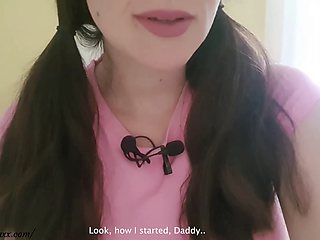 Innocent stepdaughter roleplays her first masturbation experience for her parent