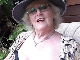 AuntJudys - 66yo Hairy Mature GILF Mrs. Claire Sucks Your Cock in the Garden (POV)