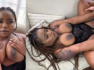 Busty Ebony Wife Takes White Husband's Hard Cock in Passionate Missionary Creampie