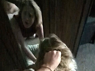Blonde bitch fucked from behind in mirror