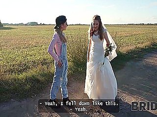 Horny Bride Ran Away From The Wedding And Showed Her Natural Tits To Strangers In The Field 18 Min