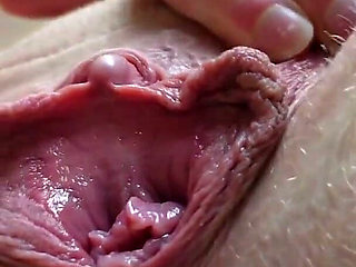 Spreading and Fingering My Big Labia Pussy Closeup